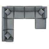 Commix 7-Piece Down Filled Overstuffed Vegan Leather Sectional Sofa by Lefancy