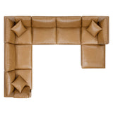 Commix 7-Piece Down Filled Overstuffed Vegan Leather Sectional Sofa by Lefancy