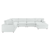 Commix 7-Piece Down Filled Overstuffed Vegan Leather Sectional Sofa by Lefancy