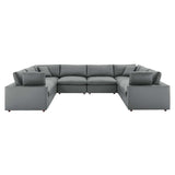 Commix 8-Piece Down Filled Overstuffed Vegan Leather Sectional Sofa by Lefancy