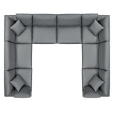 Commix 8-Piece Down Filled Overstuffed Vegan Leather Sectional Sofa by Lefancy