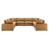 Commix 8-Piece Down Filled Overstuffed Vegan Leather Sectional Sofa by Lefancy