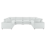 Commix 8-Piece Down Filled Overstuffed Vegan Leather Sectional Sofa by Lefancy