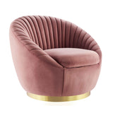 Whirr Tufted Performance Velvet Swivel Chair by Lefancy