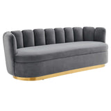 Victoria Channel Tufted Performance Velvet Sofa by Lefancy