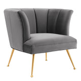 Veronica Channel Tufted Performance Velvet Armchair by Lefancy