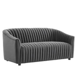 Announce Performance Velvet Channel Tufted Loveseat by Lefancy