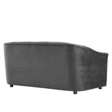 Announce Performance Velvet Channel Tufted Loveseat by Lefancy