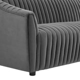 Announce Performance Velvet Channel Tufted Loveseat by Lefancy