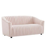 Announce Performance Velvet Channel Tufted Loveseat by Lefancy