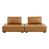 Saunter 2-Piece Tufted Vegan Leather Vegan Leather Loveseat by Lefancy