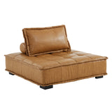 Saunter 4-Piece Tufted Vegan Leather Vegan Leather Sectional Sofa by Lefancy