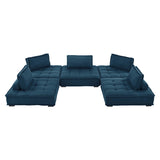 Saunter 5-Piece Tufted Fabric Fabric Sectional Sofa by Lefancy