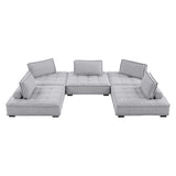 Saunter 5-Piece Tufted Fabric Fabric Sectional Sofa by Lefancy