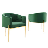 Savour Tufted Performance Velvet Accent Chairs Set of 2 by Lefancy
