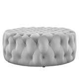 Amour Tufted Button Large Round Performance Velvet Ottoman by Lefancy