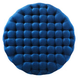 Amour Tufted Button Large Round Performance Velvet Ottoman by Lefancy