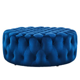 Amour Tufted Button Large Round Performance Velvet Ottoman by Lefancy