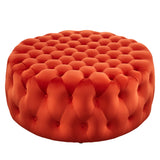 Amour Tufted Button Large Round Performance Velvet Ottoman by Lefancy