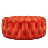 Amour Tufted Button Large Round Performance Velvet Ottoman by Lefancy