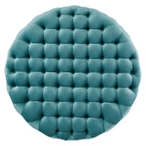 Amour Tufted Button Large Round Performance Velvet Ottoman by Lefancy