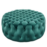 Amour Tufted Button Large Round Performance Velvet Ottoman by Lefancy