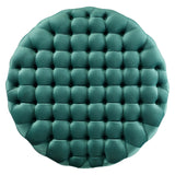 Amour Tufted Button Large Round Performance Velvet Ottoman by Lefancy