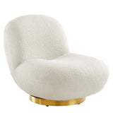 Kindred Boucle Upholstered Upholstered Fabric Swivel Chair by Lefancy
