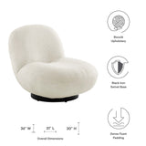 Kindred Boucle Upholstered Upholstered Fabric Swivel Chair by Lefancy