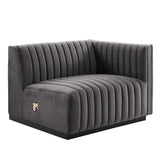 Conjure Channel Tufted Performance Velvet Right-Arm Chair by Lefancy