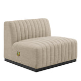 Conjure Channel Tufted Upholstered Fabric Armless Chair by Lefancy