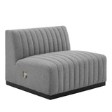 Conjure Channel Tufted Upholstered Fabric Armless Chair by Lefancy