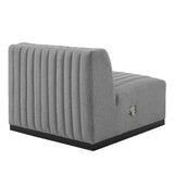 Conjure Channel Tufted Upholstered Fabric Armless Chair by Lefancy