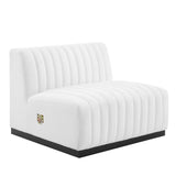Conjure Channel Tufted Upholstered Fabric Armless Chair by Lefancy