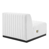 Conjure Channel Tufted Upholstered Fabric Armless Chair by Lefancy
