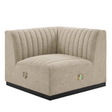 Conjure Channel Tufted Upholstered Fabric Left Corner Chair by Lefancy
