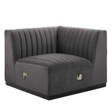 Conjure Channel Tufted Performance Velvet Right Corner Chair by Lefancy