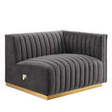 Conjure Channel Tufted Performance Velvet Right-Arm Chair by Lefancy