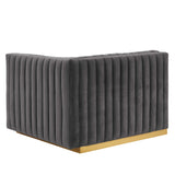 Conjure Channel Tufted Performance Velvet Right-Arm Chair by Lefancy