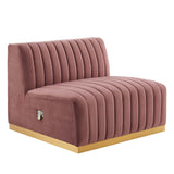 Conjure Channel Tufted Performance Velvet Armless Chair by Lefancy