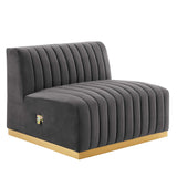 Conjure Channel Tufted Performance Velvet Armless Chair by Lefancy