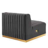 Conjure Channel Tufted Performance Velvet Armless Chair by Lefancy