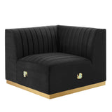Conjure Channel Tufted Performance Velvet Left Corner Chair by Lefancy