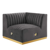Conjure Channel Tufted Performance Velvet Left Corner Chair by Lefancy