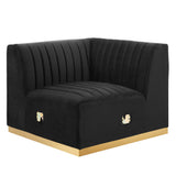 Conjure Channel Tufted Performance Velvet Right Corner Chair by Lefancy