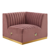 Conjure Channel Tufted Performance Velvet Right Corner Chair by Lefancy