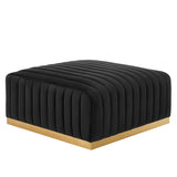 Conjure Channel Tufted Performance Velvet Ottoman by Lefancy