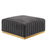 Conjure Channel Tufted Performance Velvet Ottoman by Lefancy
