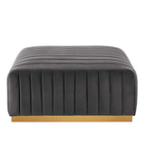 Conjure Channel Tufted Performance Velvet Ottoman by Lefancy