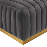 Conjure Channel Tufted Performance Velvet Ottoman by Lefancy